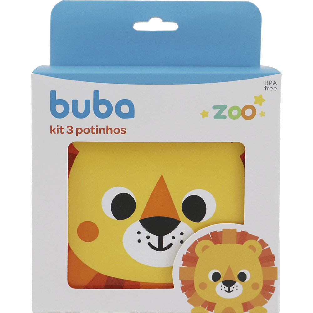 Kit 3 Potinhos Buba Zoo - Leão