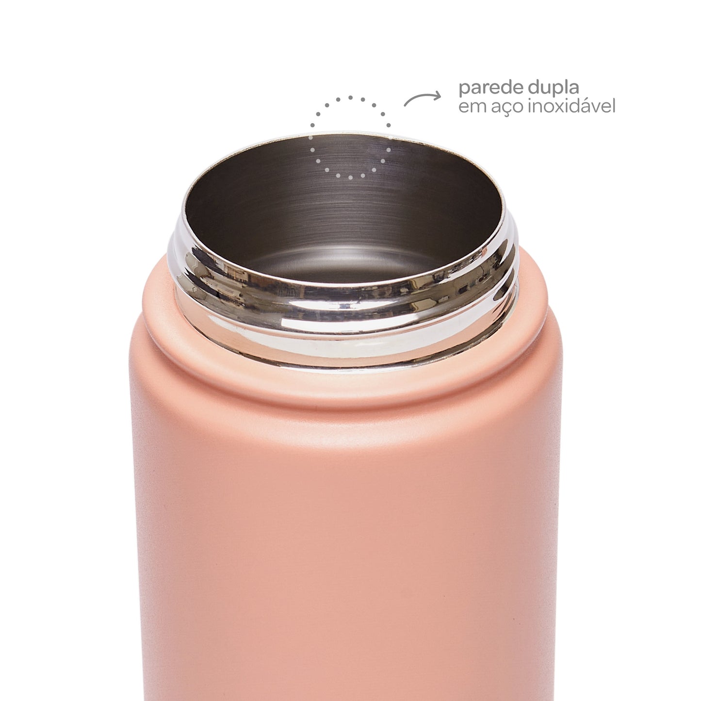 Copo Termico Parede Dupla, 600ml, Rose - Buba