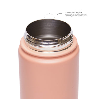 Copo Termico Parede Dupla, 600ml, Rose - Buba