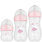 Kit 3 Mamadeiras Easy Flow Nuvem Rosa, 120ml/270ml/330ml, Anticolica - Buba