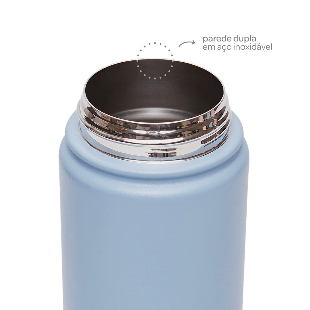 Copo Termico Parede Dupla, 600ml, Azul - Buba