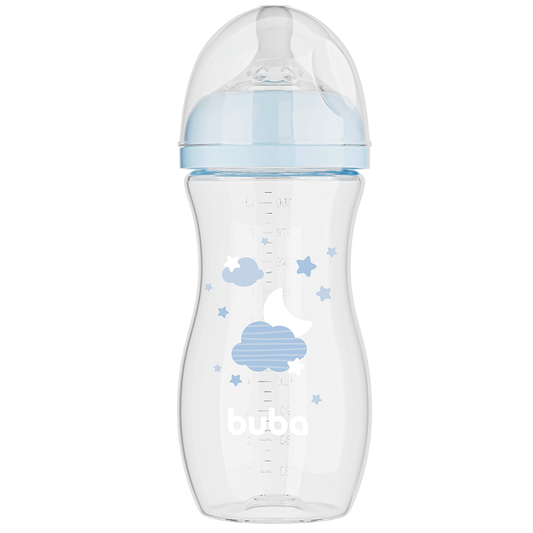 Mamadeira Easy Flow Nuvem Azul, 330ml, Anticolica - Buba