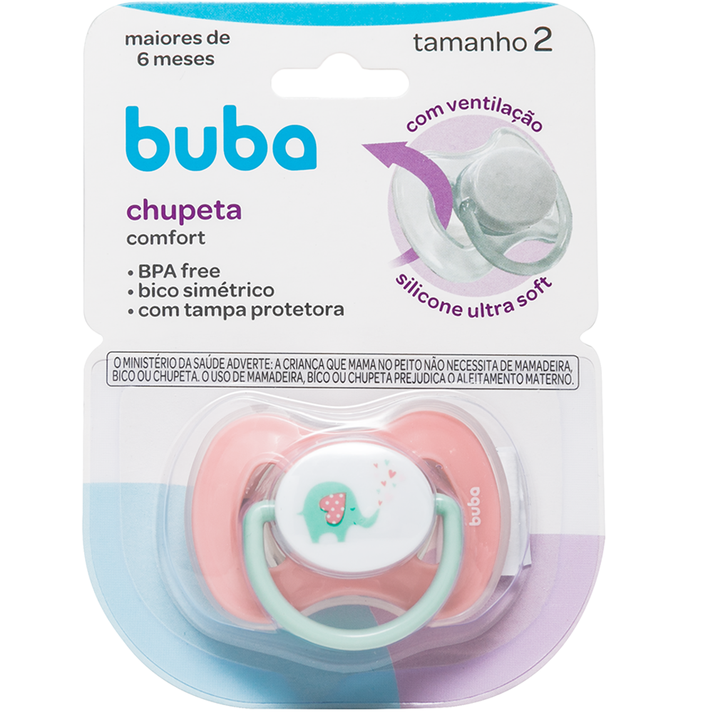 Chupeta Buba comfort Tam.2 Elefantinho - Rosa