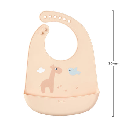 Babador em Silicone com Pega-Migalhas Bege, Cloudy - Buba
