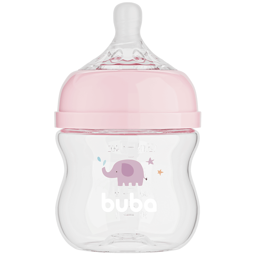 Mamadeira Easy Flow Elefante Rosa, 120ml, Anticolica - Buba