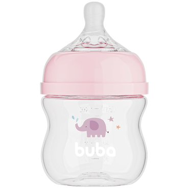 Mamadeira Easy Flow Elefante Rosa, 120ml, Anticolica - Buba