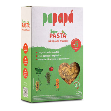 Macarrão Infantil PapaPasta: Mini Fusilli Tricolori com Vegetais, 200g - Papapá