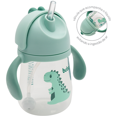 Copo com Dispositivo Canudo Dino - Verde