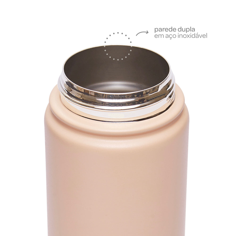 Copo Termico Parede Dupla, 600ml, Bege - Buba