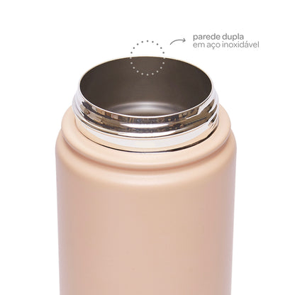 Copo Termico Parede Dupla, 600ml, Bege - Buba