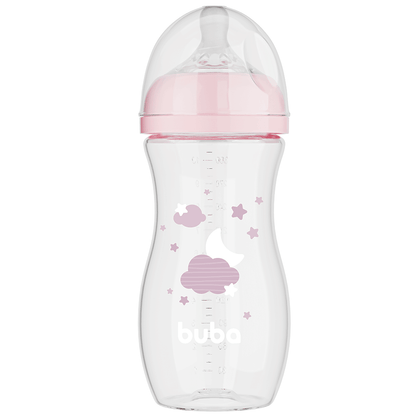 Mamadeira Easy Flow Nuvem Rosa, 330ml, Anticolica - Buba