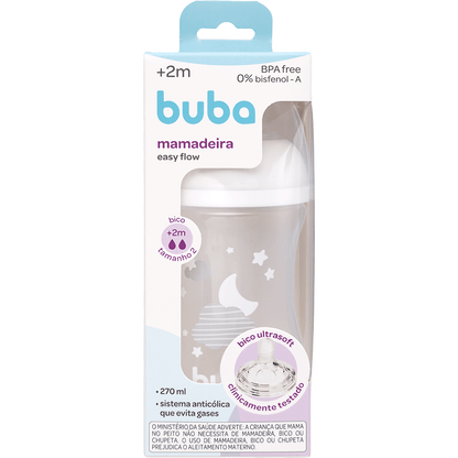 Mamadeira Easy Flow Nuvem Branca, 270ml, Anticolica - Buba