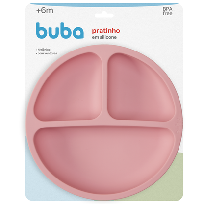 Pratinho em Silicone com Ventosa, Rosa - Buba