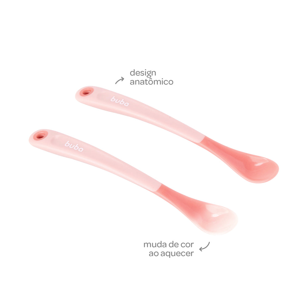 Kit 2 Colheres Termossensiveis, Rosa - Buba