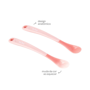 Kit 2 Colheres Termossensiveis, Rosa - Buba