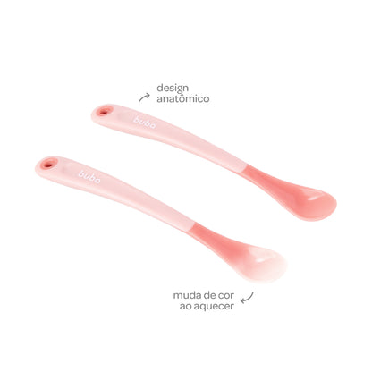 Kit 2 Colheres Termossensiveis, Rosa - Buba