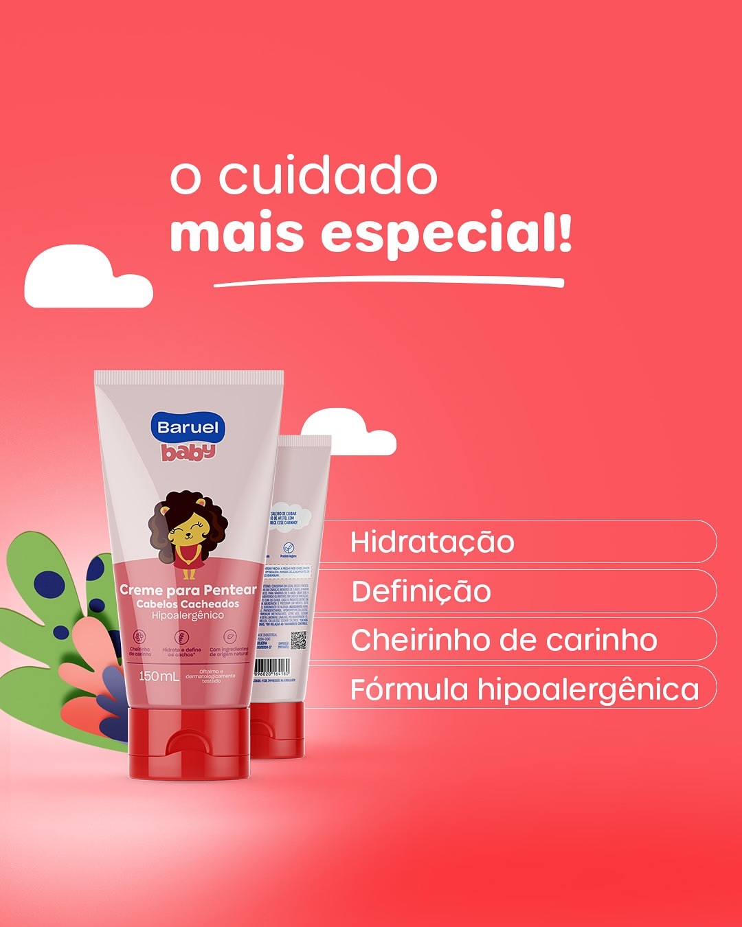 Creme para Pentear Cabelos Cacheados, 150ml - Baruel Baby