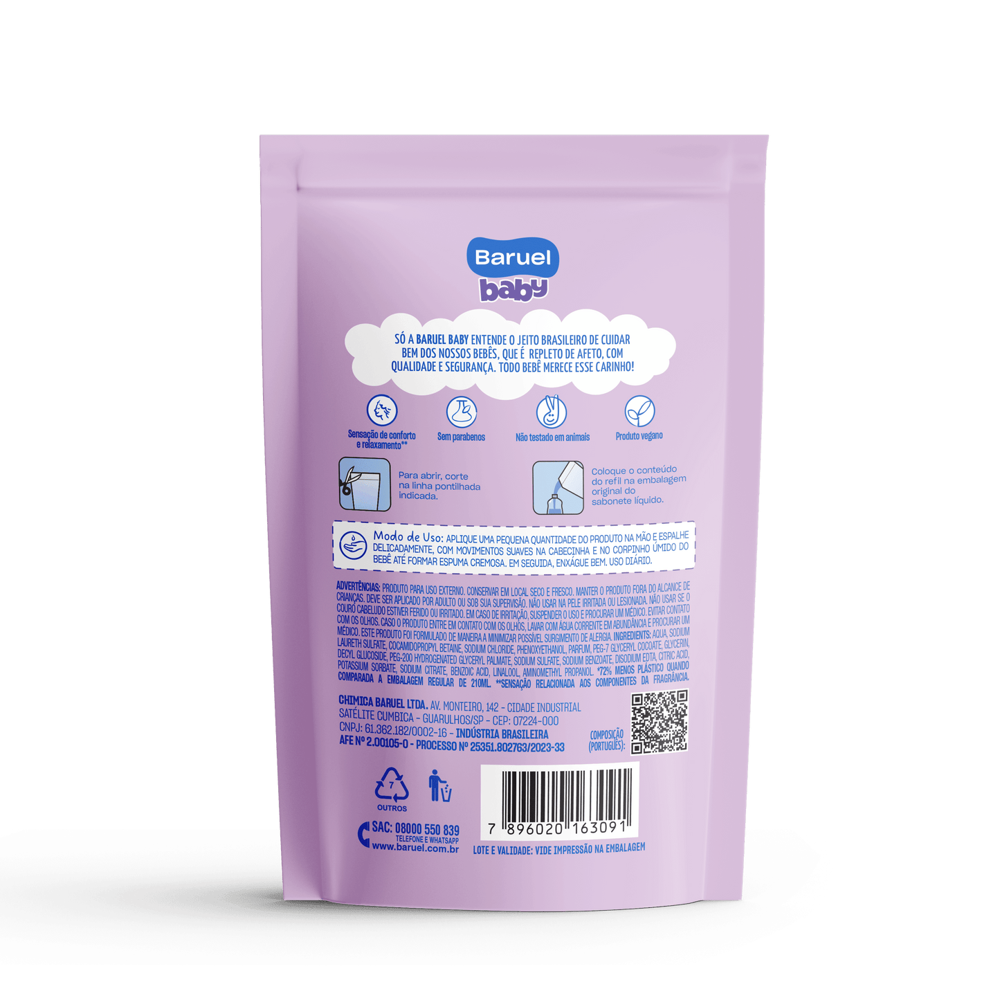 Refil Sabonete Liquido Sono Tranquilo, 210ml - Baruel Baby