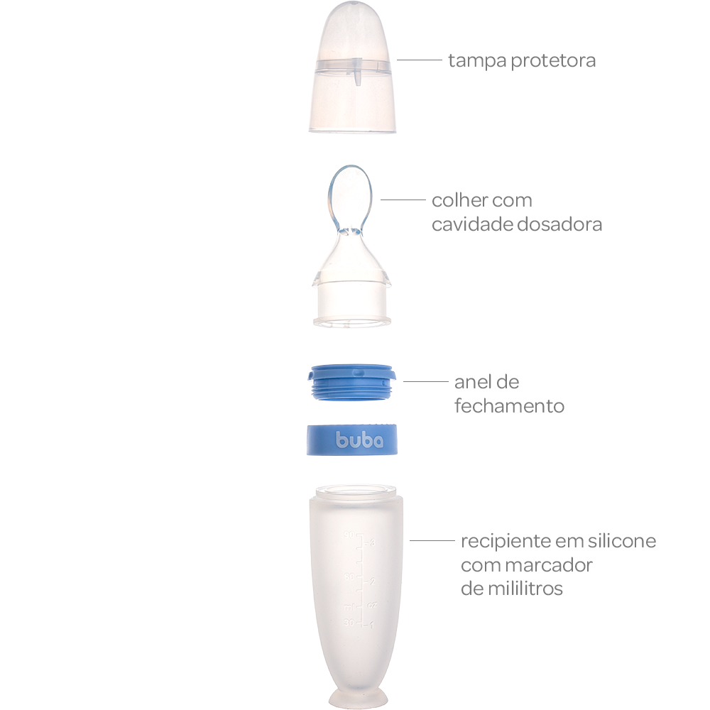 Colher Dosadora em Silicone com Ventosa - Azul