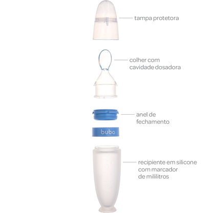 Colher Dosadora em Silicone com Ventosa - Azul