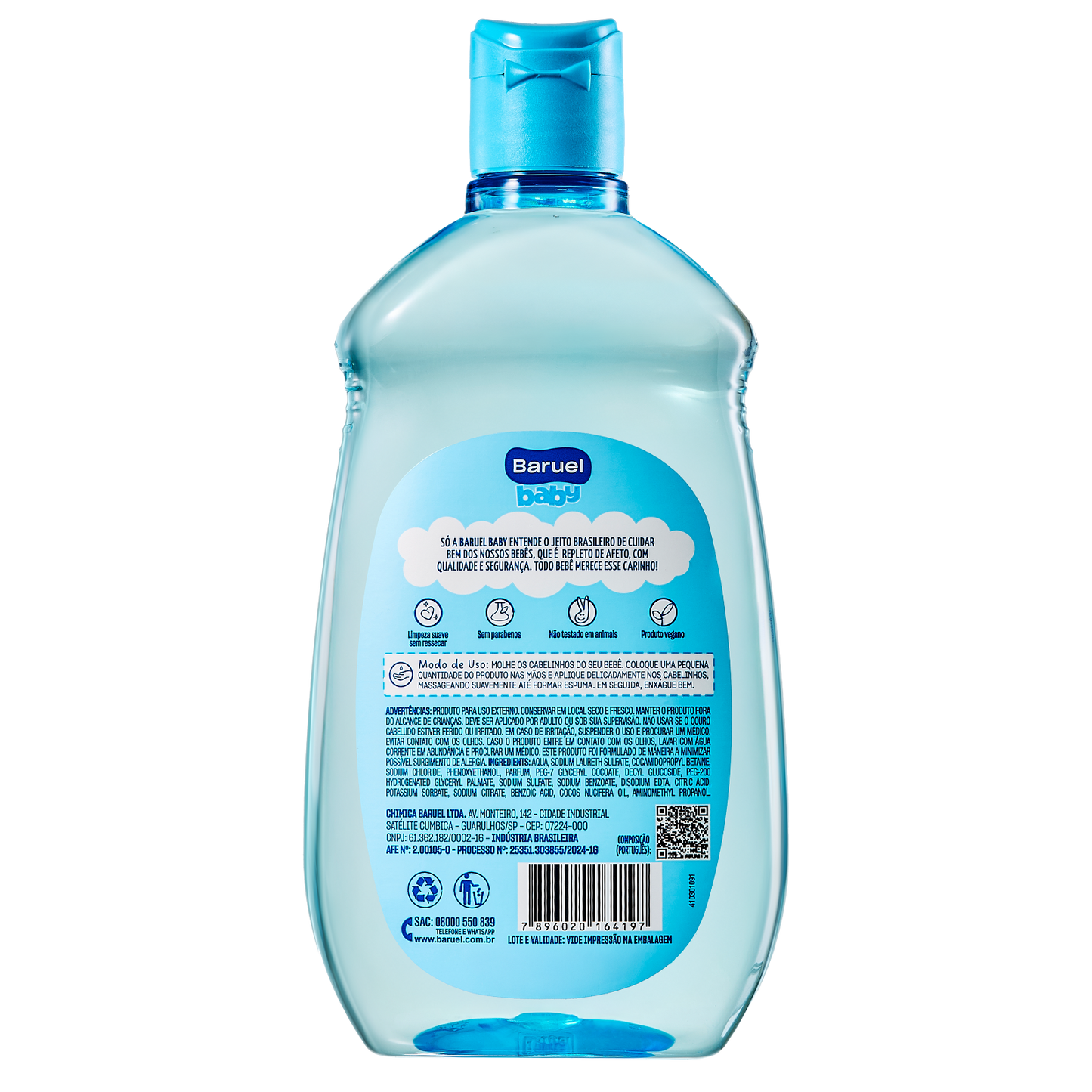 Shampoo Cabelos Crespos, 400ml - Baruel Baby