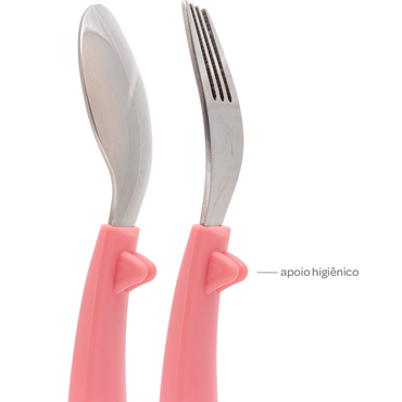 Kit Talheres Buba Zoo - Rosa