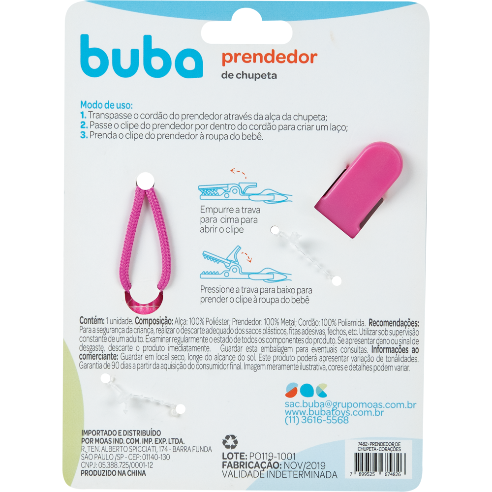 Prendedor de Chupeta - Coracoes