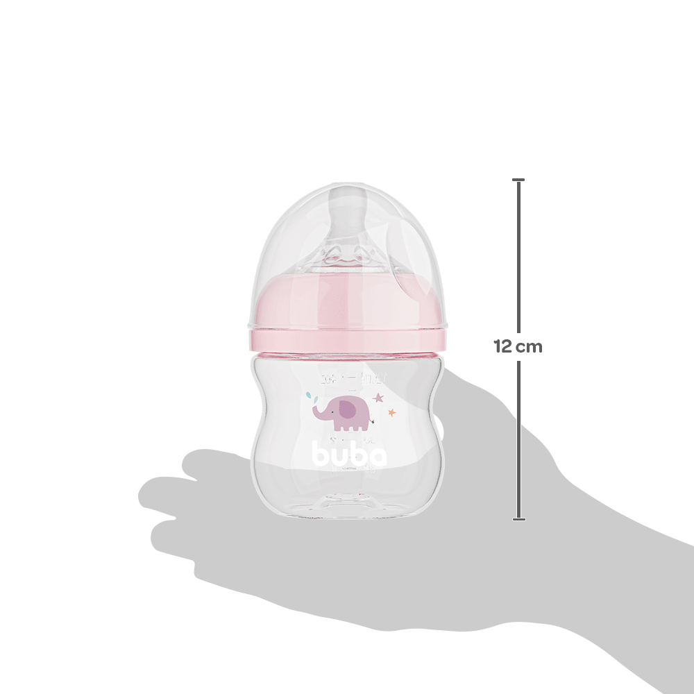 Mamadeira Easy Flow Elefante Rosa, 120ml, Anticolica - Buba