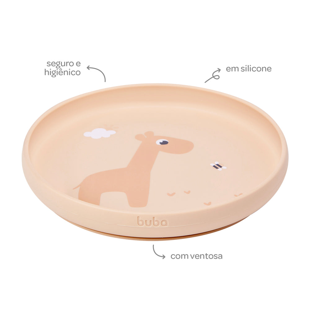 Pratinho em Silicone com Ventosa Bege, Cloudy - Buba