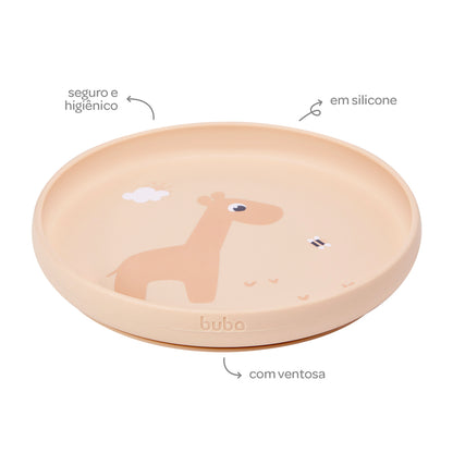 Pratinho em Silicone com Ventosa Bege, Cloudy - Buba