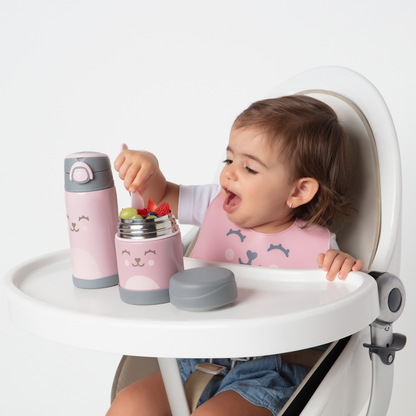 Babador em Silicone com Pega-Migalhas Gumy - Rosa