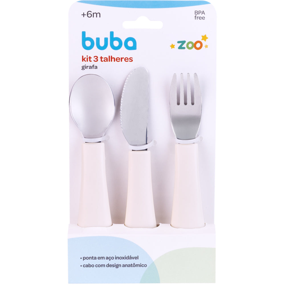 Kit 3 Talheres, Buba Zoo, Off White - Buba