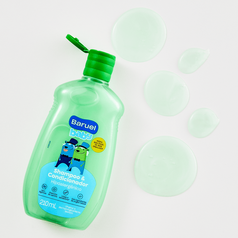 Shampoo e Condicionador Hipoalergênico, 210ml - Baruel Baby