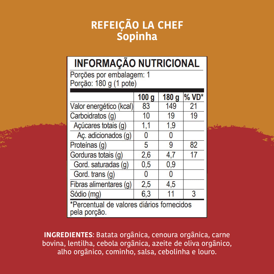 La Chef Sopinha: Lentilha, Carne e Legumes, 180g - Papapá