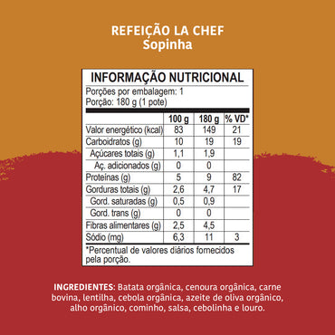 La Chef Sopinha: Lentilha, Carne e Legumes, 180g - Papapá