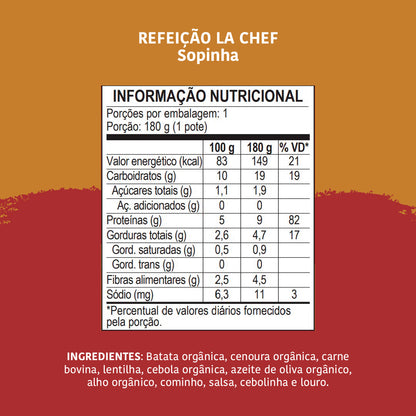 La Chef Sopinha: Lentilha, Carne e Legumes, 180g - Papapá