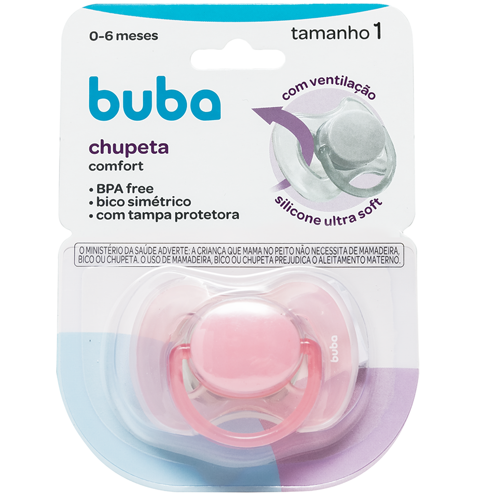 Chupeta comfort Tam.1, Rosa - Buba
