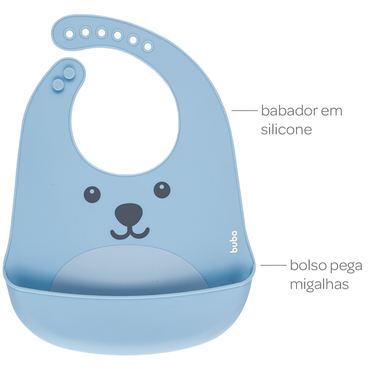 Babador em Silicone com Pega-Migalhas Gumy - Azul