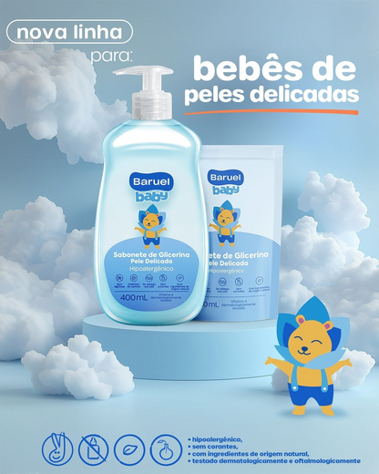 Sabonete Liquido Pele Delicada, 210ml - Baruel Baby