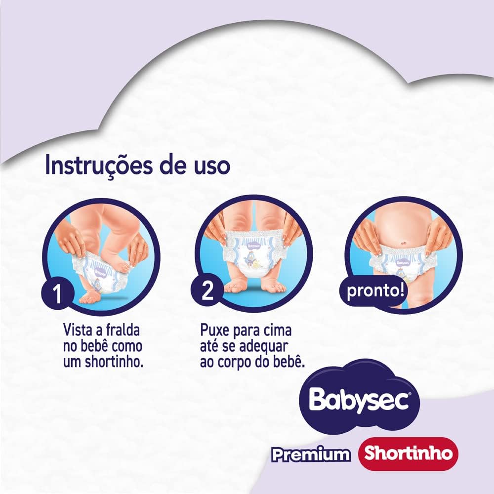 Fralda XG Babysec Shortinho Premium Mega com 22 unidades