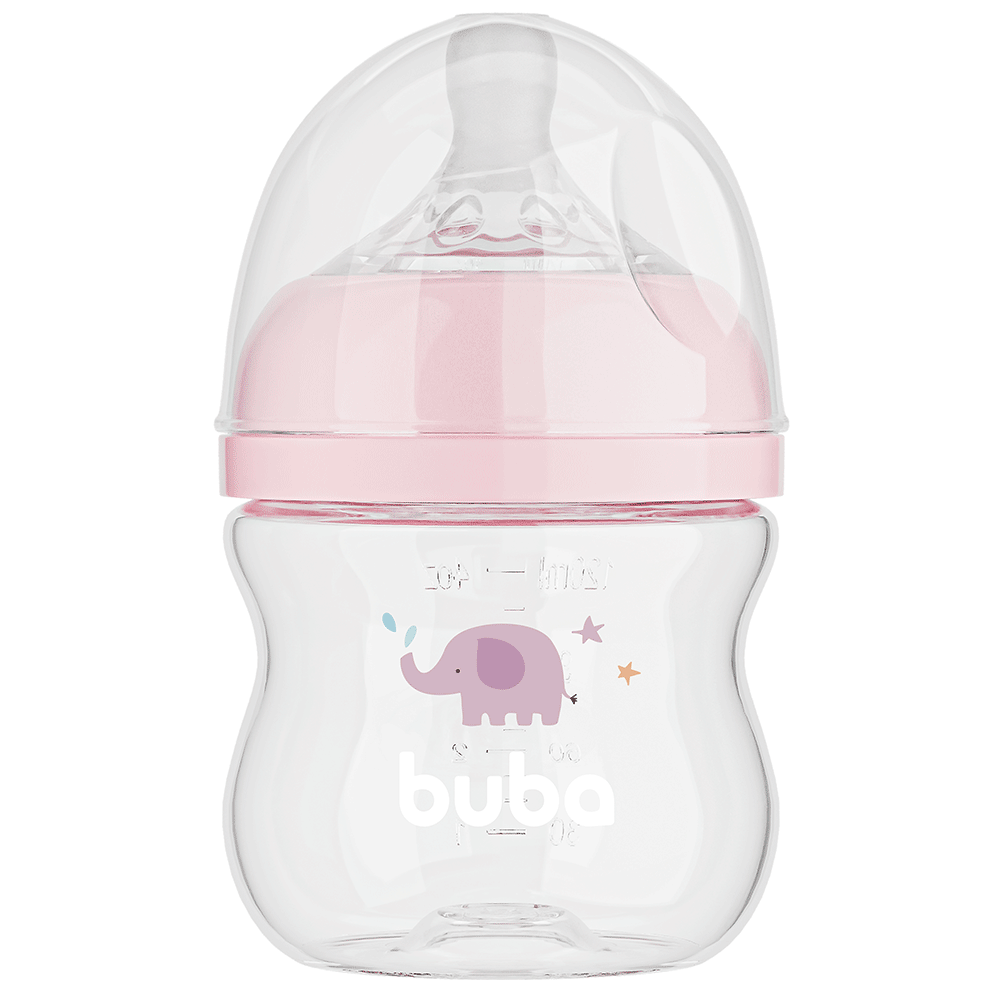 Mamadeira Easy Flow Elefante Rosa, 120ml, Anticolica - Buba