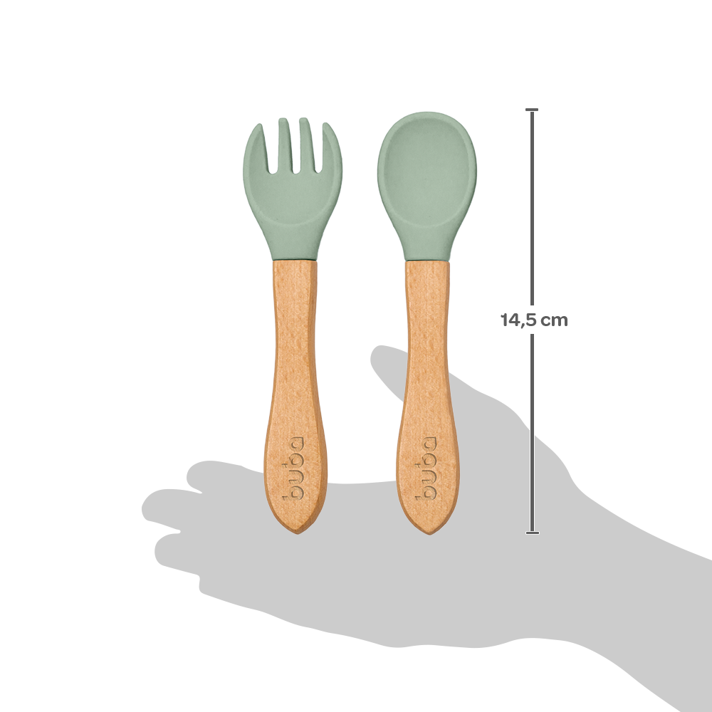 Kit Talheres em Silicone e Bambu - Verde
