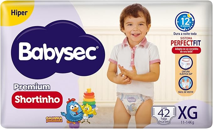 Fralda XG Babysec Shortinho Hiper com 42 unidades